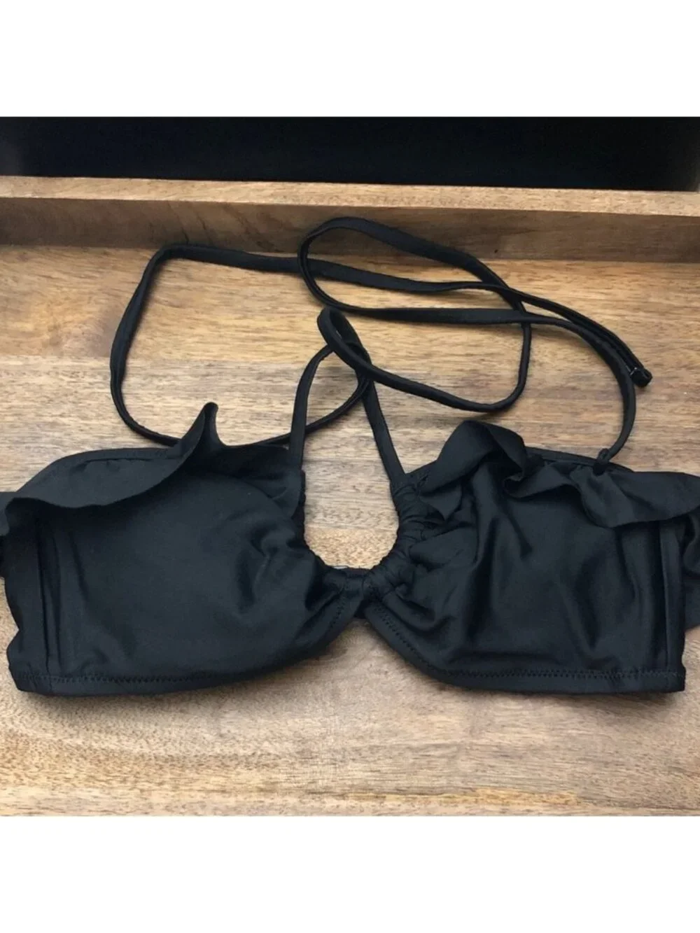 Black Ruffle Bikini Top - Women's Swim